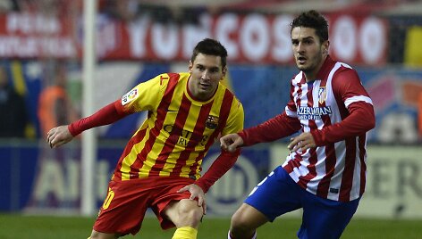 &bdquo;Barcelona&ldquo; lyderis Lionelis Messi ir &bdquo;Atletico&ldquo; žaidėjas Koke