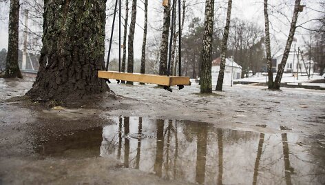 Sniegą Vilniuje keičia balos