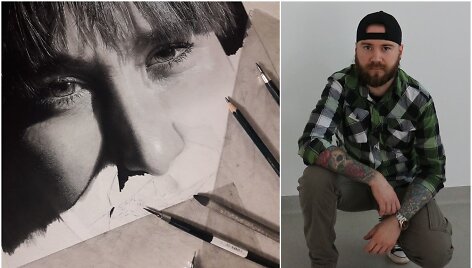 Tomas Ostrauskas ir jo pie&scaron;iamas žmonos portretas