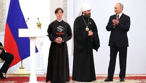Georgijus Suzukis, metropolitas Ilarionas ir Rusijos prezidentas Vladimiras Putinas