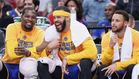 Kevinas Durantas, JaVale'is Mcgee ir Stephenas Curry