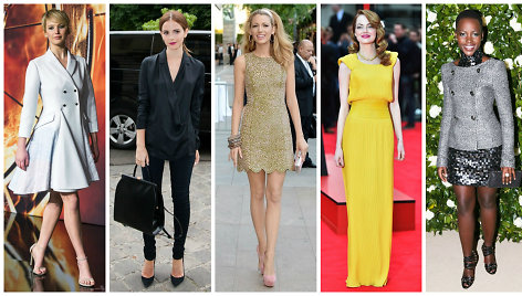 Geriausiai besirengiančios pasaulio moterys: Jennifer Lawrence, Emma Watson, Blake Lively, Emma Stone ir Lupita Nyong'o