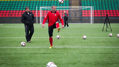 Lietuvos futbolo rinktinės treniruotė prieš varžybas su Estijos rinktine.