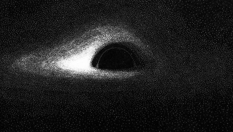 Jean-Pierre'o Lumineto juodosios skylės modeliavimo rezultatas