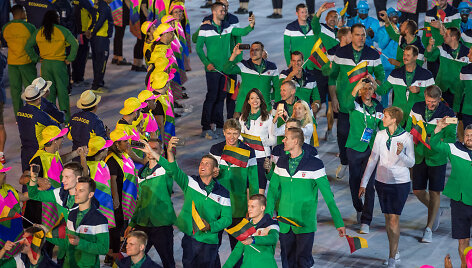 Lietuvos sportininkų eisena per Rio de Žaneiro olimpinių žaidynių atidarymo ceremoniją