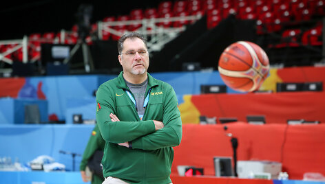 Arvydas Sabonis rinktinės treniruotėje