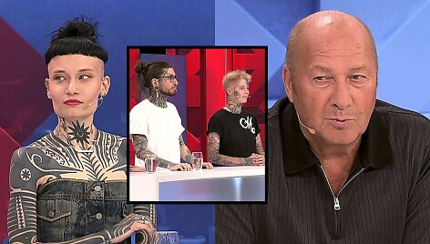 Tatuiruočių mėgėjai ir Jurijus Smoriginas laidoje &bdquo;Už ar prie&scaron;?&ldquo;