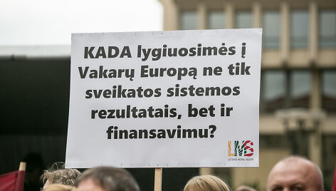 &Scaron;alies medikai susitiko mitinge prie Seimo