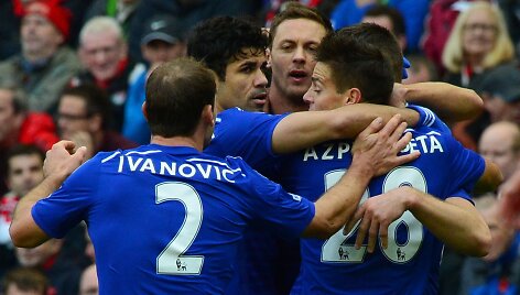&bdquo;Chelsea&ldquo; žaidėjai džiaugiasi įmu&scaron;tu įvarčiu