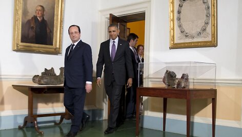 Prancūzijos prezidentas Francois Hollande'as ir JAV prezidentas Barackas Obama