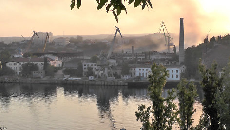 Sevastopolio uostas po ukrainiečių smūgio