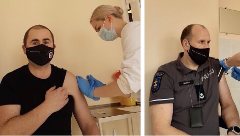 &bdquo;AstraZeneca&ldquo; vakcina paskiepyti Visagino policijos pareigūnai