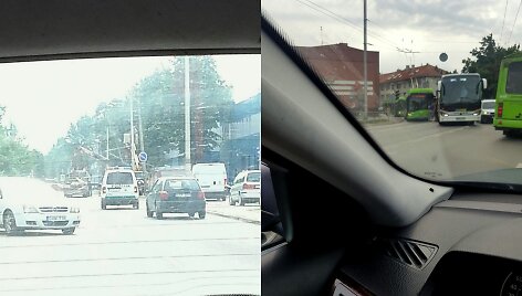 Dėl eismo įvykių Kauno centre nusidriekė spūstys