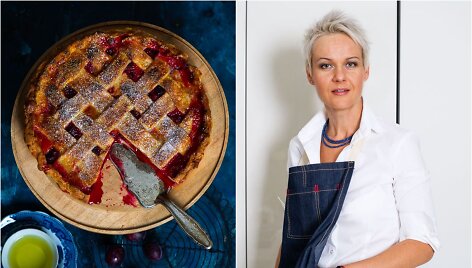 Nida Degutienė ir jos keptas slyvų pyragas
