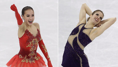 Alina Zagitova prie&scaron; Caroliną Kostner