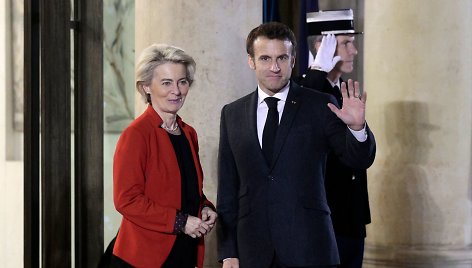 Europos Komisijos vadovė U.von der Leyen ir Prancūzijos lyderis E.Macronas