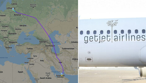 &bdquo;GetJet&ldquo; oro linijų lėktuvas i&scaron; Dubajaus į Vilnių skrido per Iraną