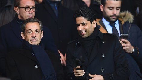 Nicolas Sarkozy ir dabartinis PSG prezidentas Nasseras Al-Khelaifi