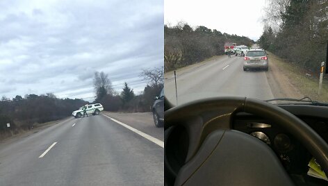 Dėl galimai rasto sprogmens uždarytas kelias Kaunas&ndash;Lapės