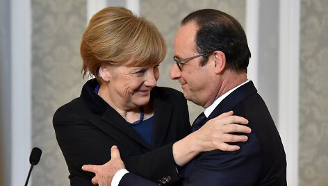 Vokietijos kanclerė Angela Merkel ir Prancūzijos prezidentas Francois Hollande'as