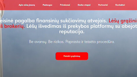 Sukčių svetainės titulinis puslapis