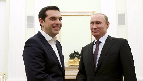 Graikijos premjeras Aleksis Cipras ir Rusijos prezidentas Vladimiras Putinas