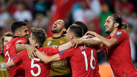 Turkijos futbolininkų džiaugsmas