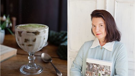 Renata Ničajienė ir jos gamintas žaliosios arbatos „matcha“ tiramisu