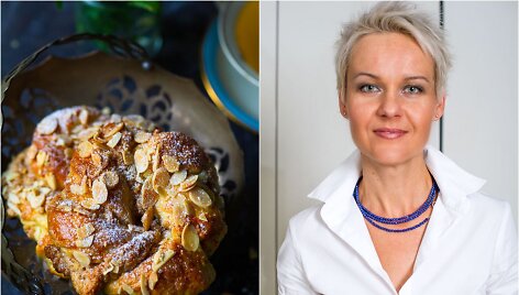 Nida Degutienė ir jos kepti mieliniai maži &scaron;trudeliai su migdolais