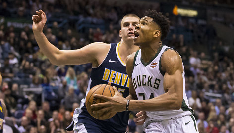 Giannis Antetokounmpo ir Nikola Jokičius 