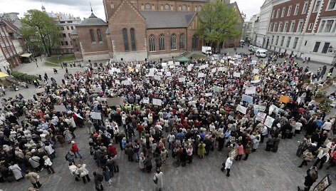 Mokytojų protestas Rygoje