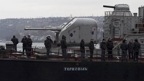 Jūreiviai Ukrainos kariniame laive „Ternopil“