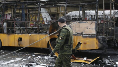 Donecke ap&scaron;audyta autobusų stotis