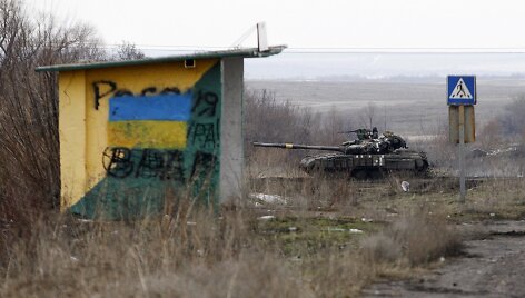 Ukrainos tankas netoli Debalcevės miesto