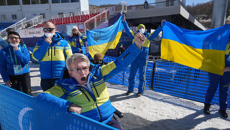 Ukrainos paralimpinio komiteto prezidentas Valerijus Suškevičius džiaugiasi dar vienu aukso medaliu.