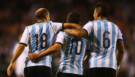 Iš kairės: Rodrigo Palacio, Sergio Aguero ir Marcos Rojo