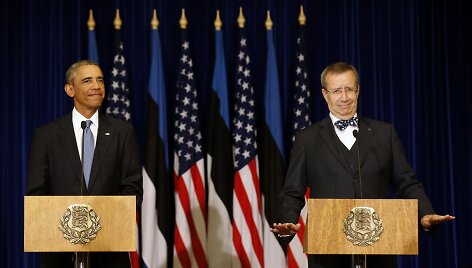 JAV prezidentas Barackas Obama ir Estijos prezidentas Toomas Hendrickas Ilvesas
