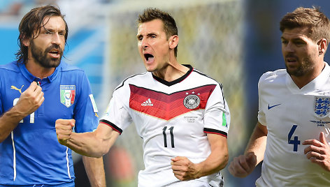 Andrea Pirlo, Miroslavas Klose ir Stevenas Gerrardas