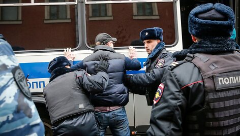 Maskvoje per protestą prie&scaron; V.Putiną sulaikyta apie 200 žmonių