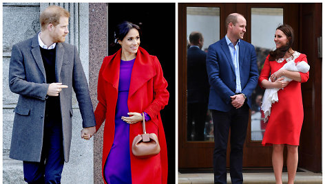 Princas Harry su žmona Meghan ir princas Williamas su žmona Catherine bei jauniausiu sūnumi Louisu