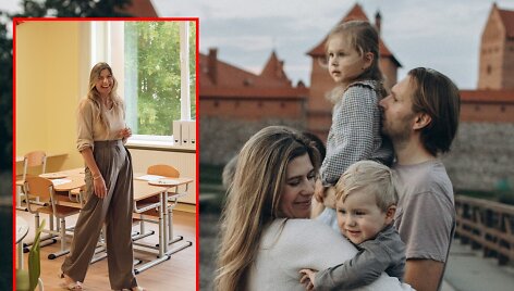 Pradinių klasių mokytoja Bianca su &scaron;eima