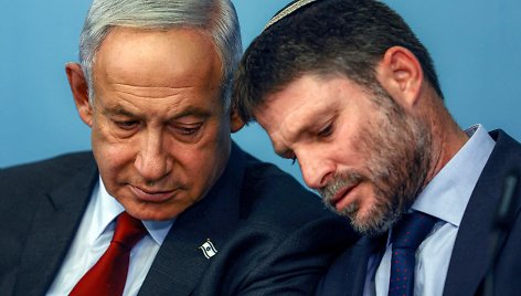 Izraelio ministras pirmininkas Benjaminas Netanyahu ir Finansų ministras Bezalelis Smotrichas