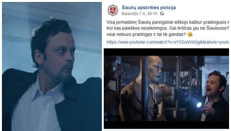 Klipo &bdquo;Artūras&ldquo; stop kadras ir &Scaron;iaulių policijos įra&scaron;as