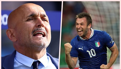 Antonio Cassano (dešinėje) kritikavo rinktinę, bet gynė trenerį Luciano Spalletti.