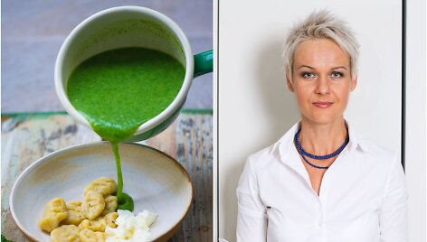 Nida Degutienė ir jos virta dilgėlių sriuba su bulvių kukuliukais
