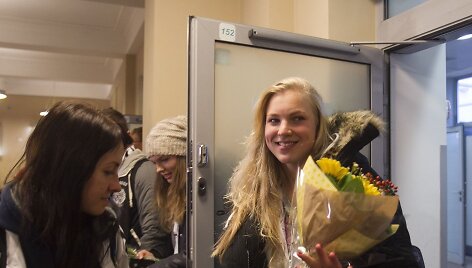 Rūtos Meilutytės sutikimas Vilniaus oro uoste.