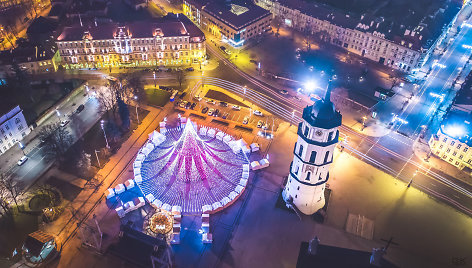 Vilniaus Kalėdų eglė iš paukščio skrydžio