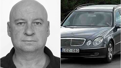 Ie&scaron;komas vyras ir jo automobilis