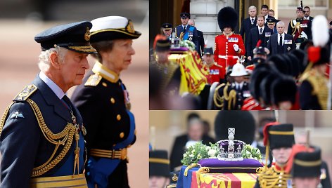 Karalienės Elizabeth II karstas perkeliamas į Vestminsterio rūmus