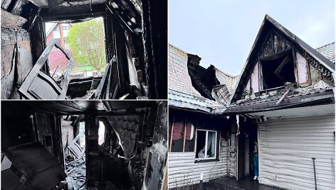 Gaisras suniokojo &scaron;eimos namą Vilniaus rajono Daržininkų kaime